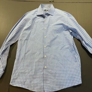 BOSS Hugo Boss Shirt Men's Sharp Fit Blue Long Sleeve Button-Down - 17.5-35